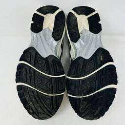 ASICS Gel-Kayano 14 JJJJound Silver Black sneakers, size 10.5M, sole view showing slight wear.