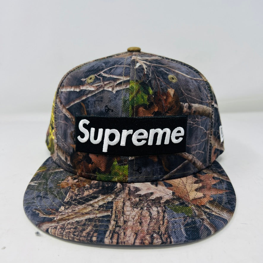 帽子 New Era Supreme Box Logo Cap Fall Camo Supreme Championship Box Logo New Era 59Fifty Hat TrueTimber