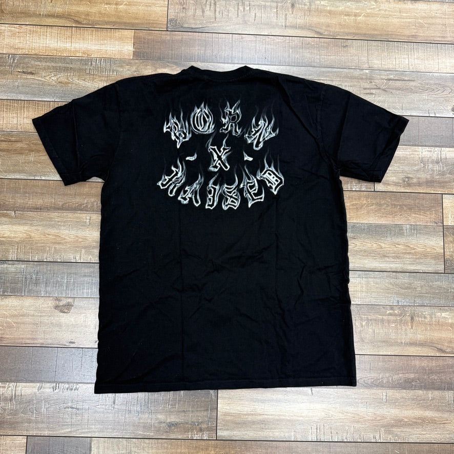 Born x Raised White Flame Logo Tee Black