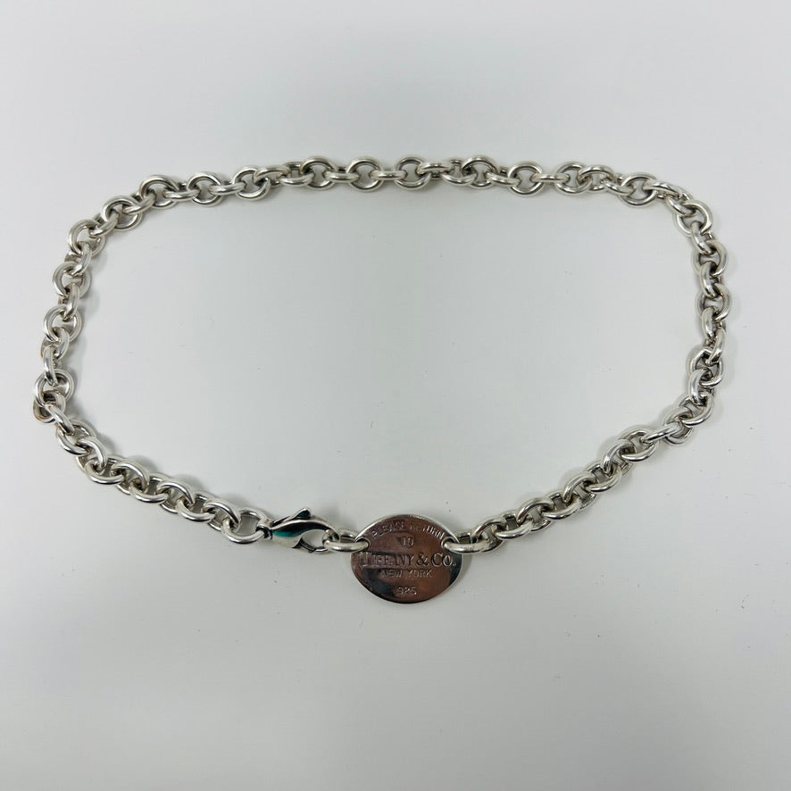 Tiffany & Co choker chain, preowned silver finish with clasp.