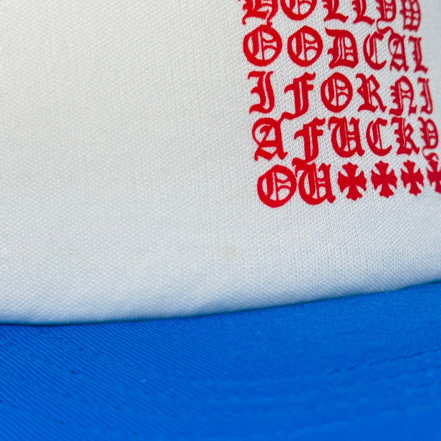 Chrome Hearts Eyechart Trucker Hat Blue/White/Red