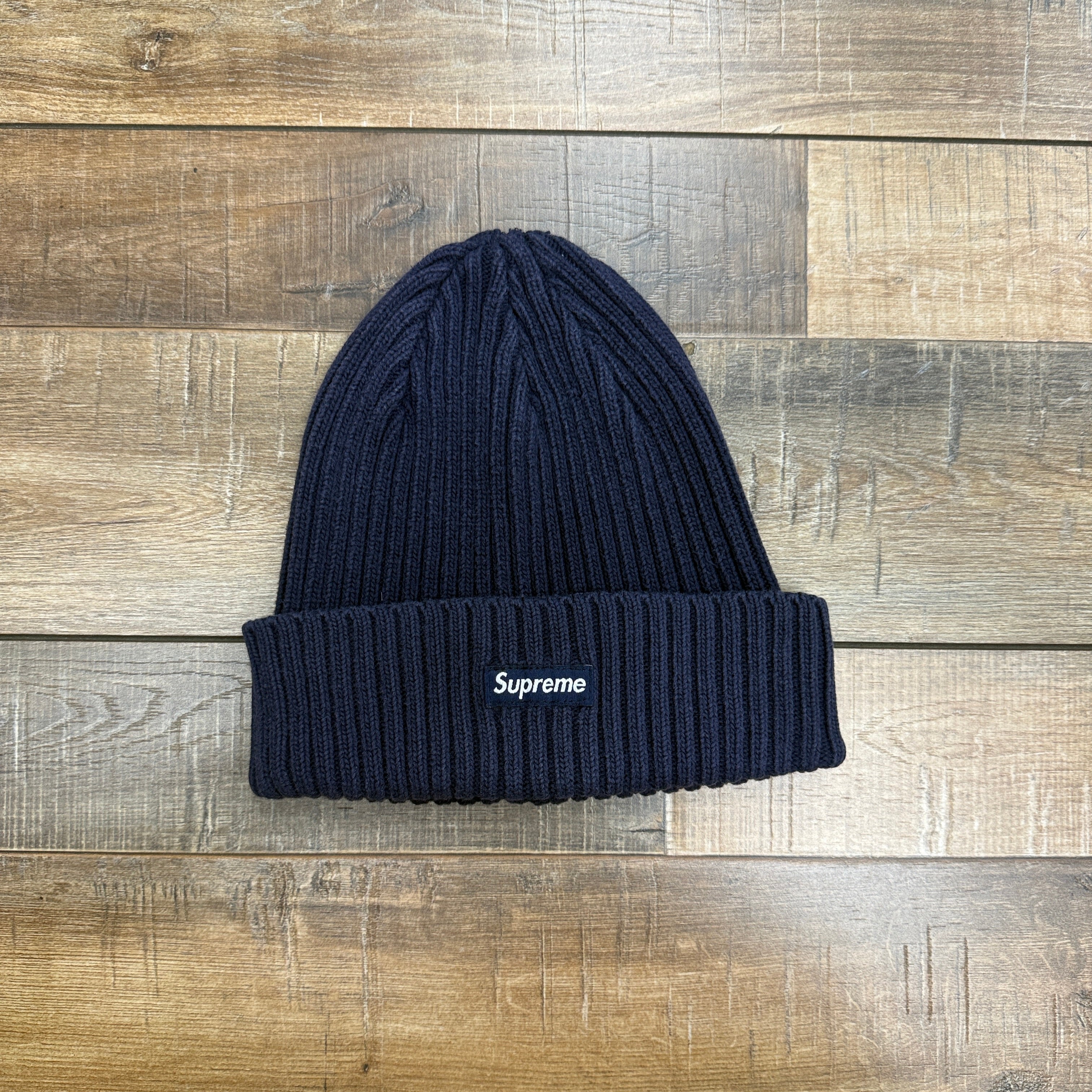 Supreme Overdyed Beanie (SS26) Navy – Holy Ground