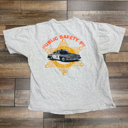 Vintage Single-Stitch Los Angeles County Public Safety Tee Grey