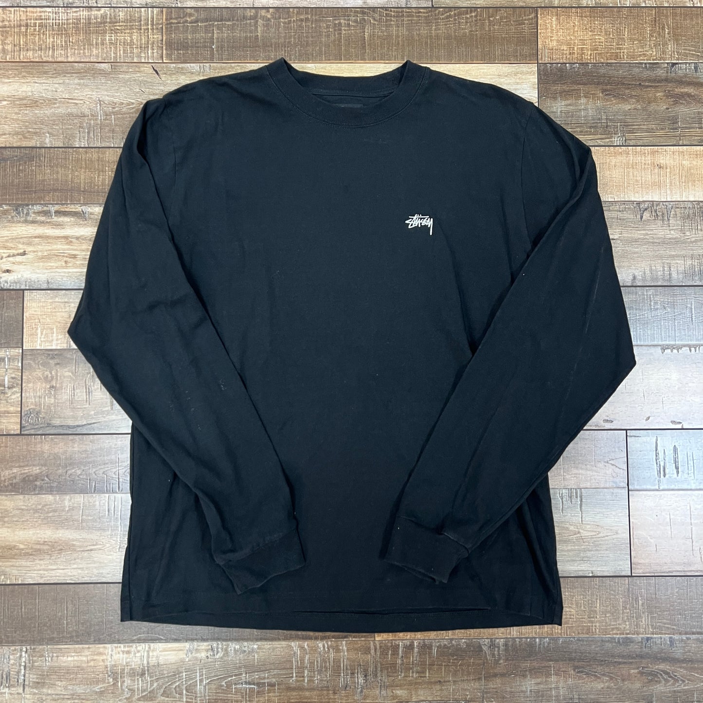 Stussy Stock Logo Long-Sleeve Tee Black