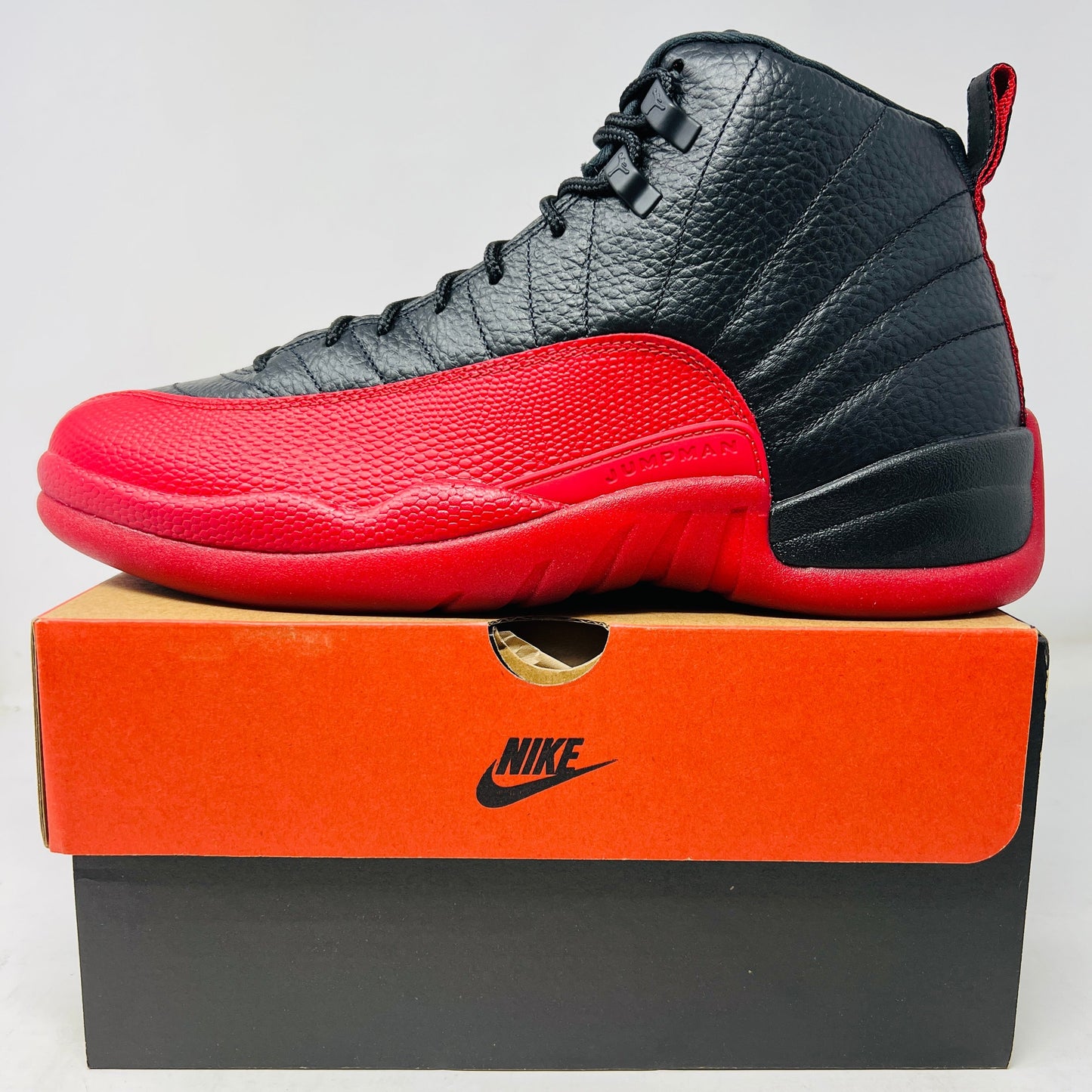 Jordan 12 Retro Flu Game 2025 sneaker on box, brand new condition.