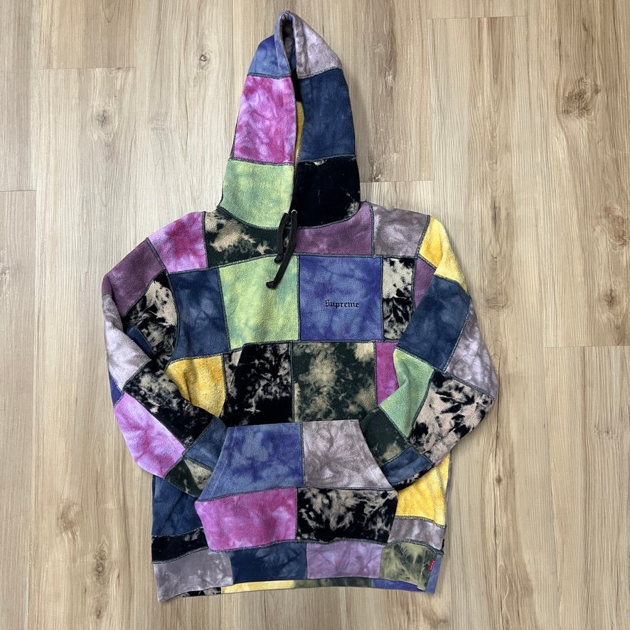 Supreme Patchwork Tie Dye Hooded Sweatshirt 'Tie Dye' – Holy Supreme Patchwork Tie Dye Hooded Sweatshirt 'Tie Dye' – Holy