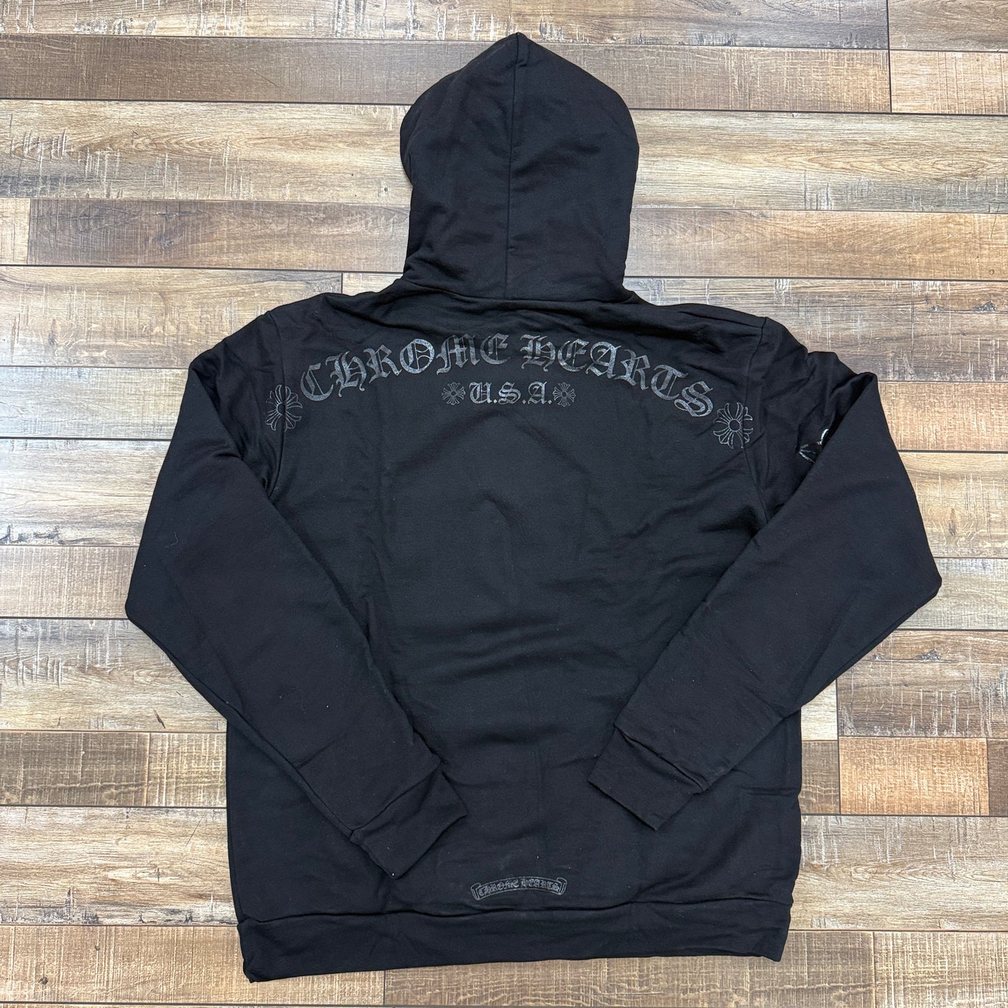 Chrome Hearts Black Pullover Horseshoe Floral Hoodie