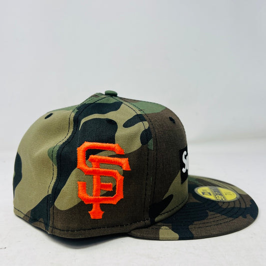 Supreme MLB Teams San Francisco Box Logo New Era 59Fifty Fitted Cap Woodland Camo