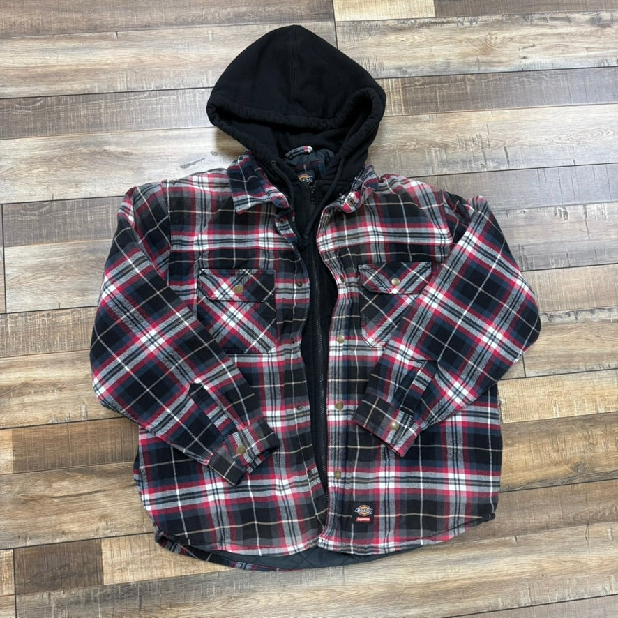 Supreme Dickies Lined Zip Up Hooded Flannel Shirt Black – Holy Ground
