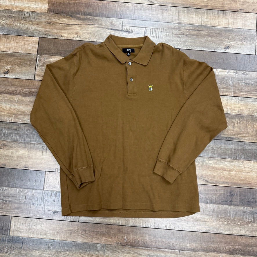 Stussy Long-Sleeve Rib Polo 'Light Brown'