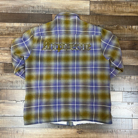 Supreme Shearling Lined Flannel Shirt Olive