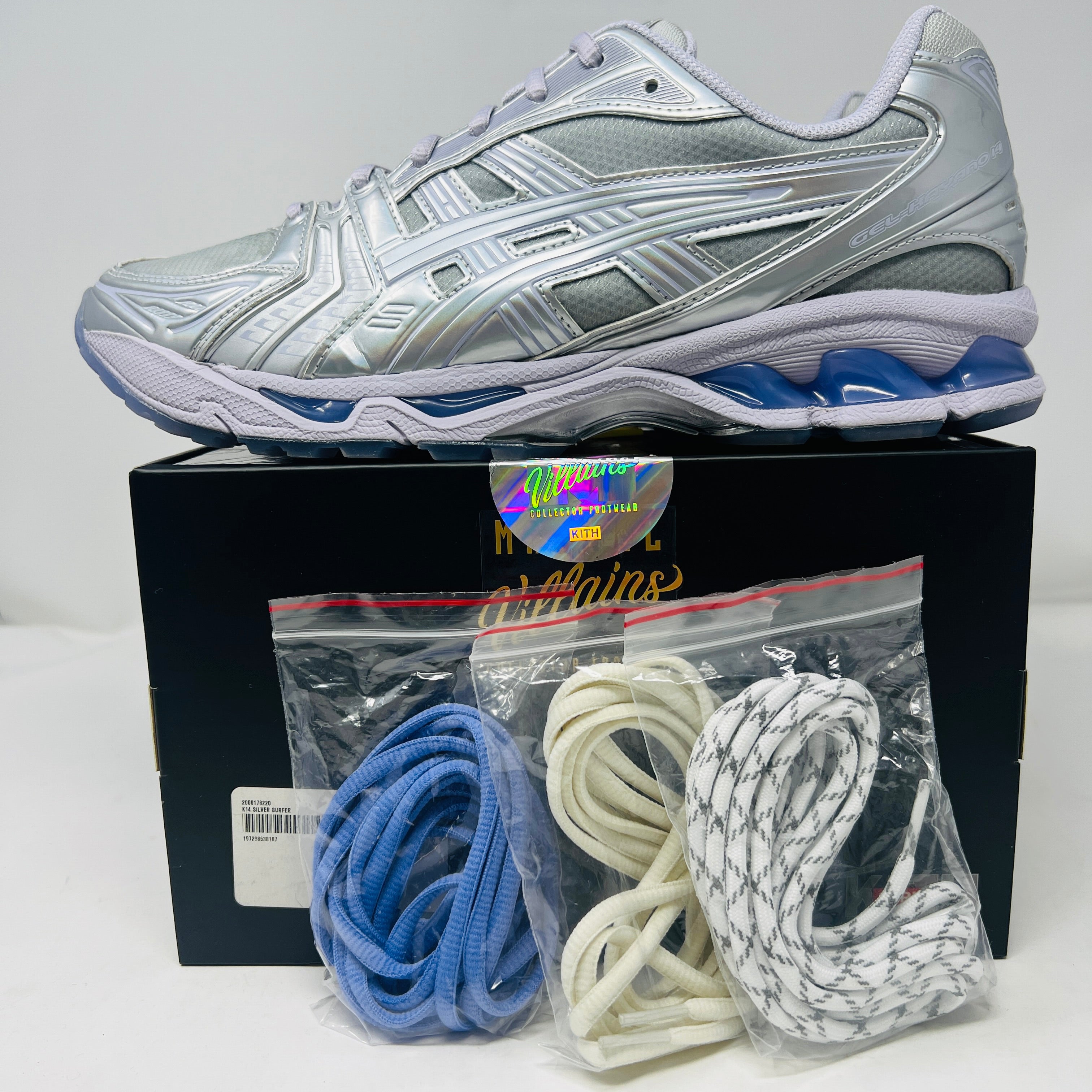 ASICS Gel-Kayano 14 Kith Marvel Villains Silver Surfer Opened Box