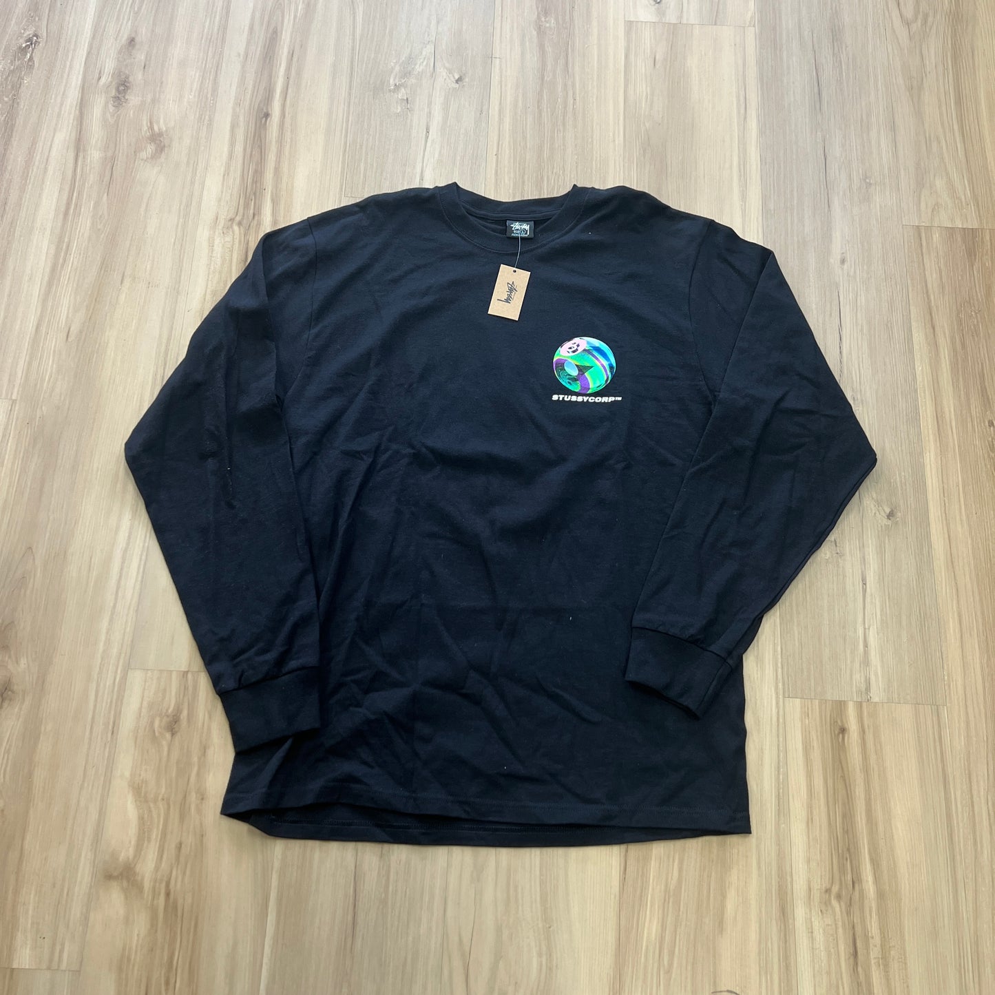 Stussy Iridescent 8 Ball L/S Tee Black