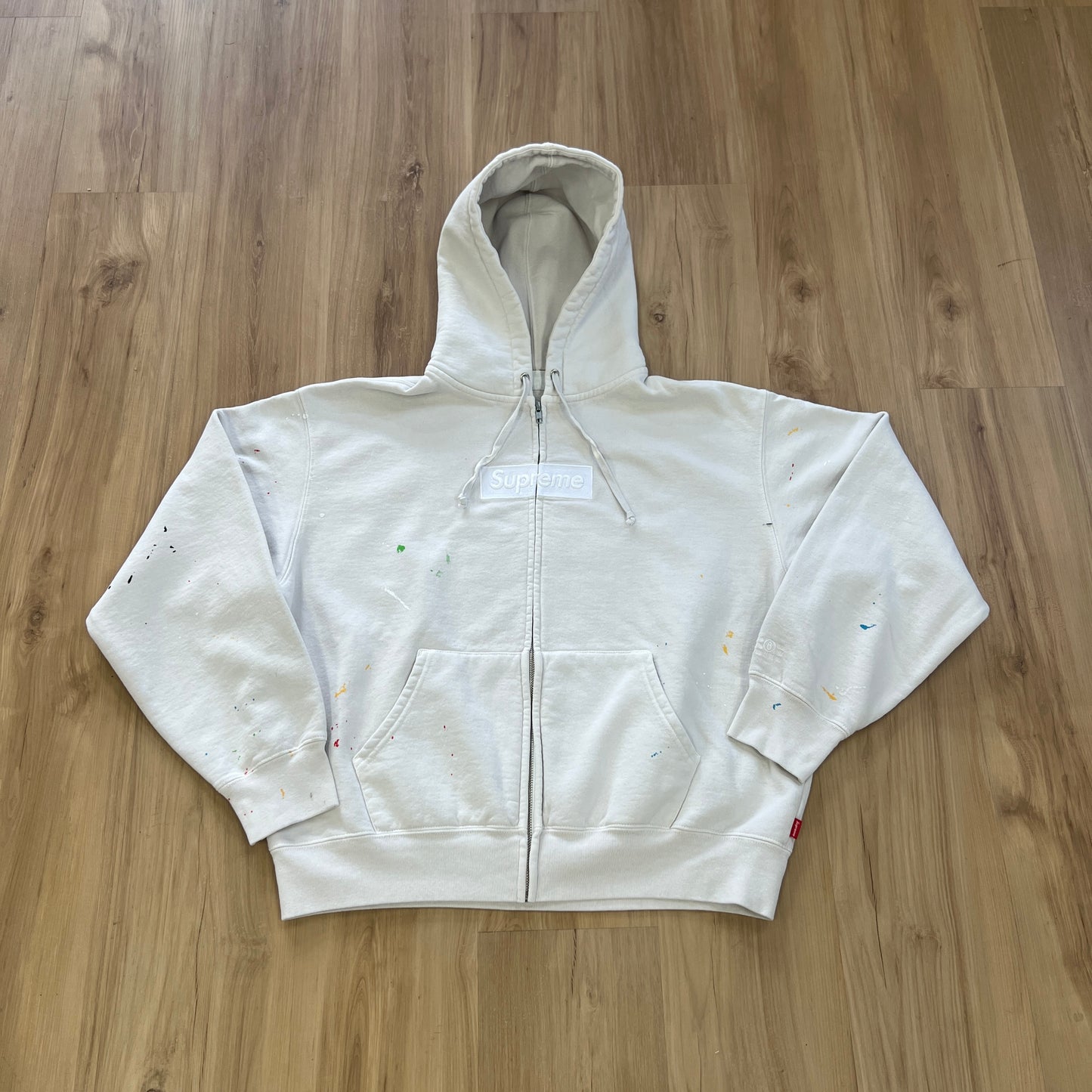 Supreme MM6 Maison Margiela Box Logo Zip Up Hooded Sweatshirt White