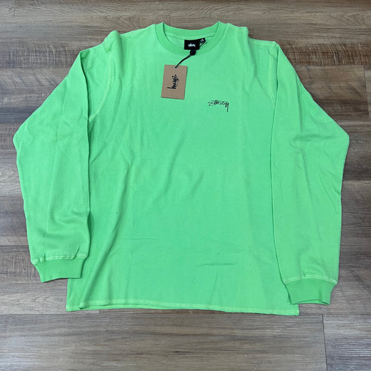 Stussy Light Waffle Knit Long-Sleeve Crew 'Lime'