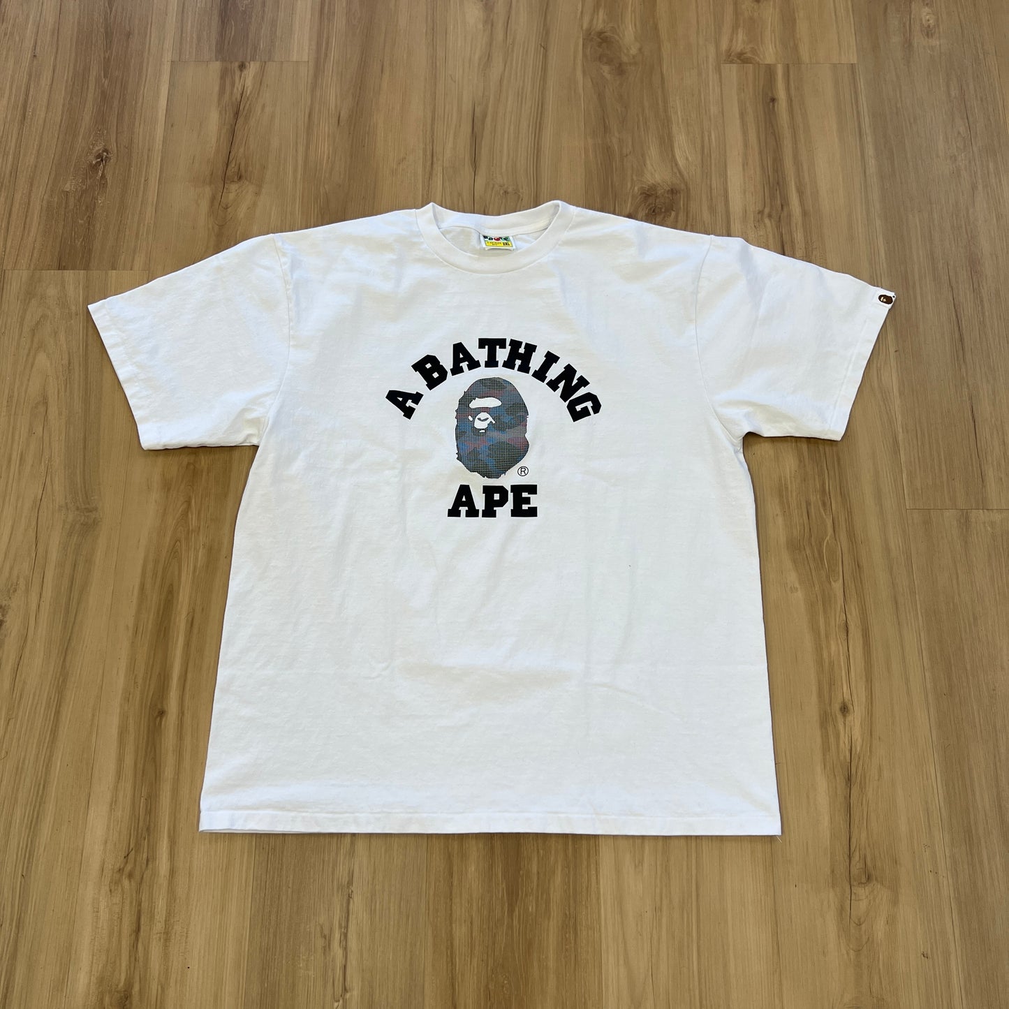 A Bathing Ape Wild Leopard Pattern College Tee White