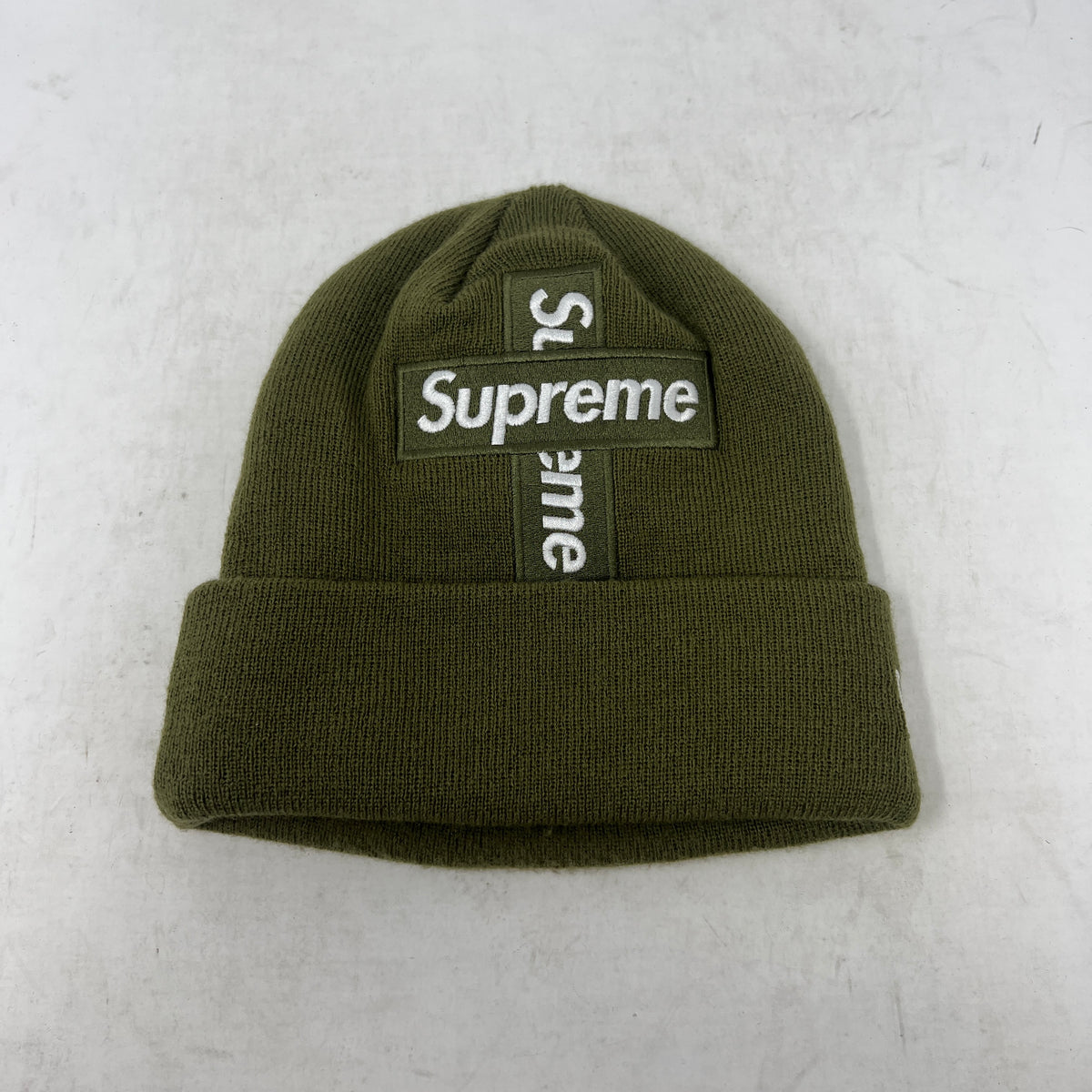 Supreme New Era Cross Box Logo Beanie Green