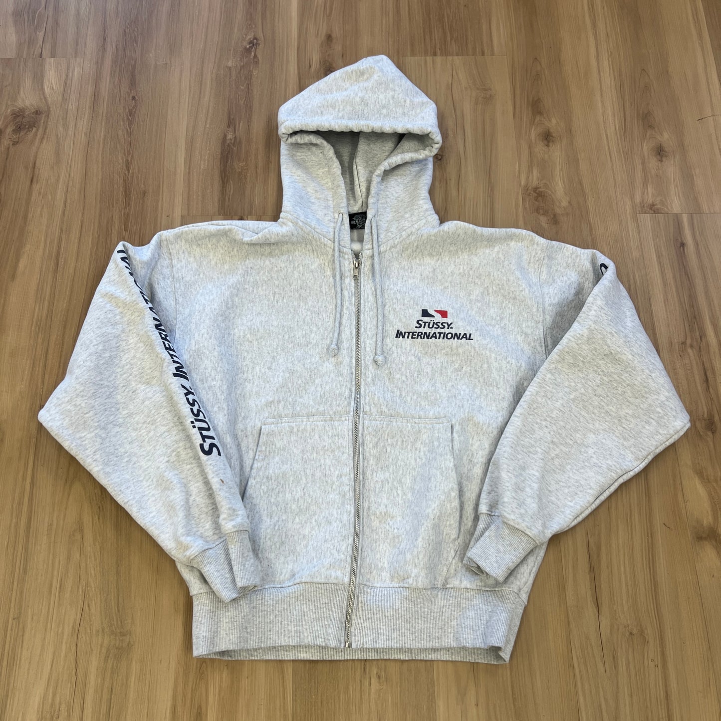 Stussy International Zip Hoodie Grey