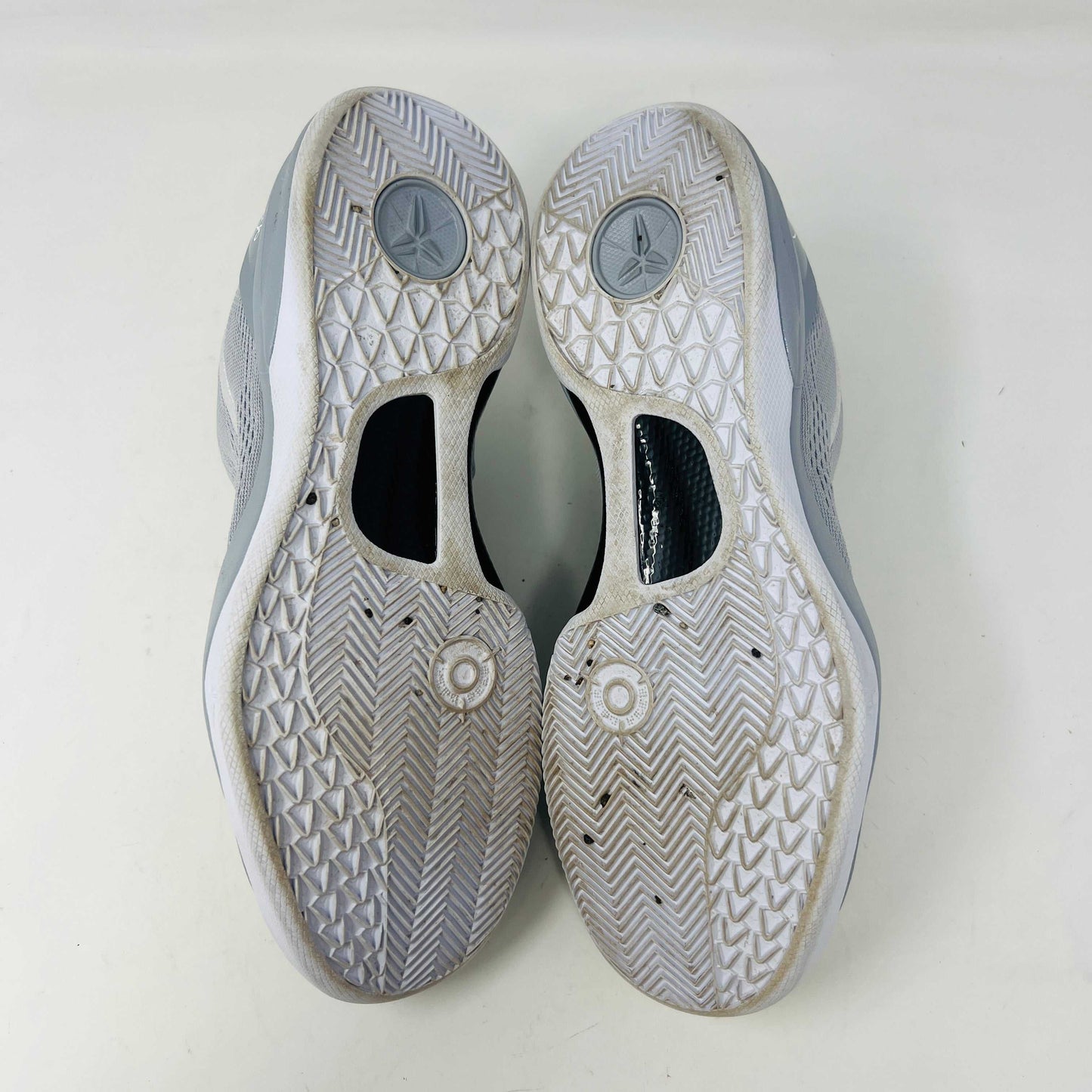 Nike Kobe 8 Protro Wolf Grey sneakers on box, 8.5/10 condition, light wear, 2024 release.