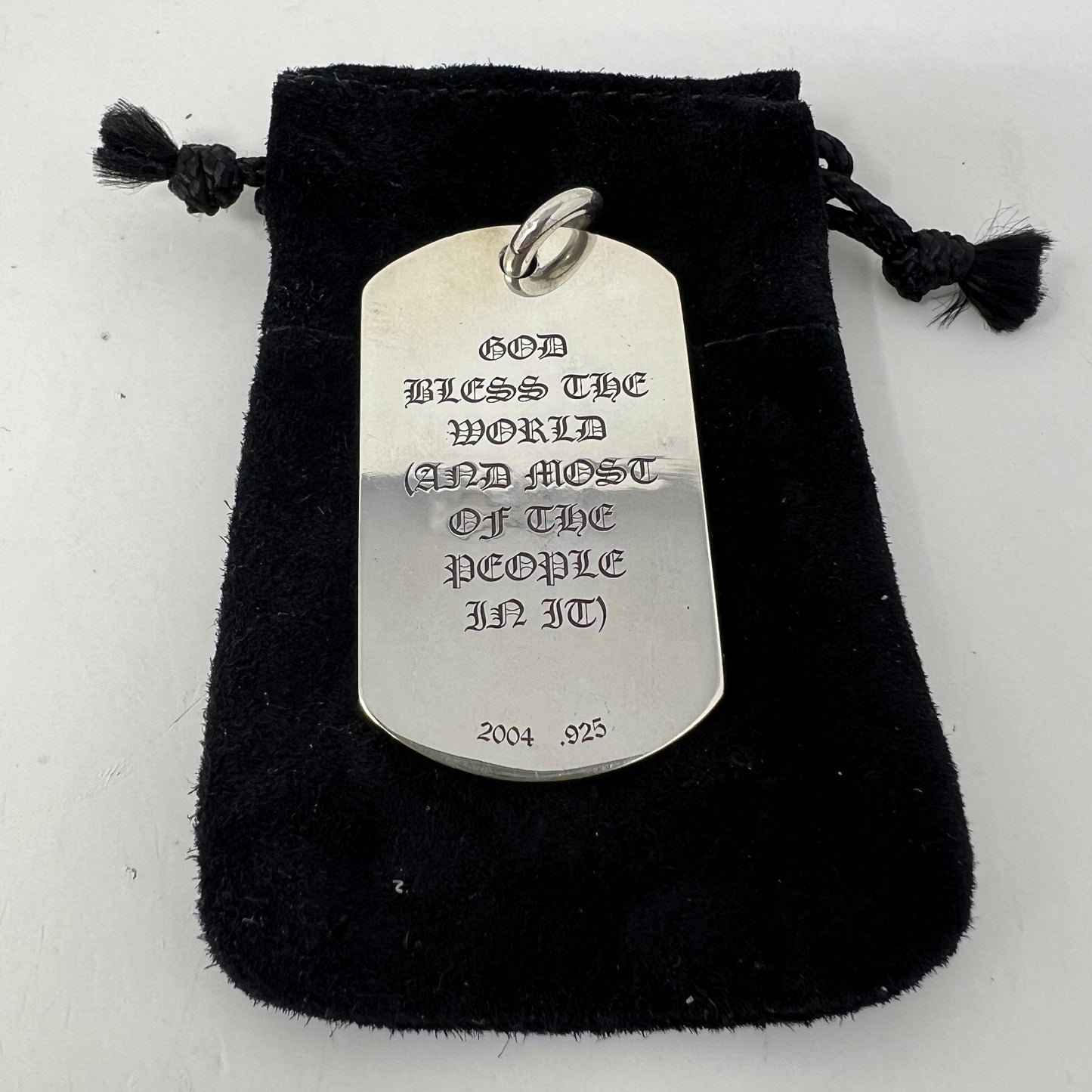 Chrome Hearts God Bless the World Dog Tag Pendant