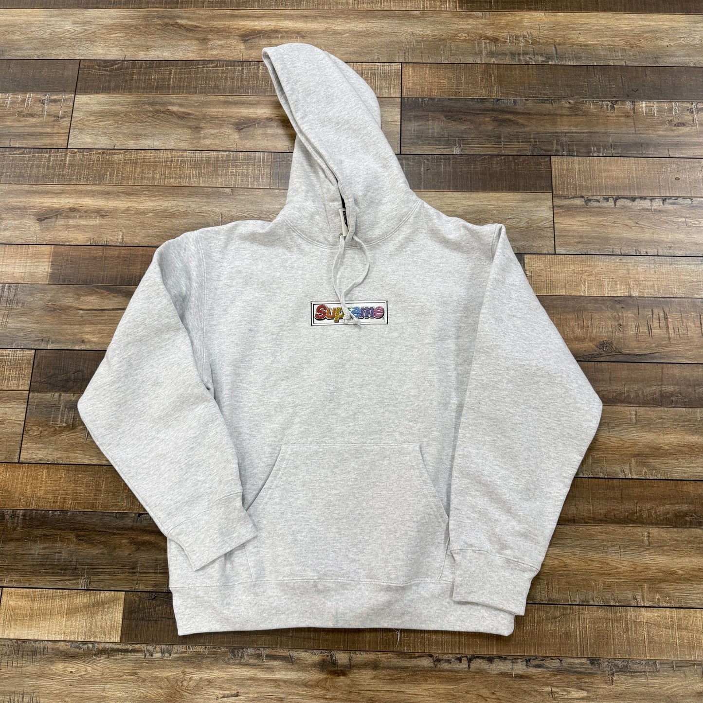 Supreme Bling Box Logo Hooded Sweatshirt Ash Grey