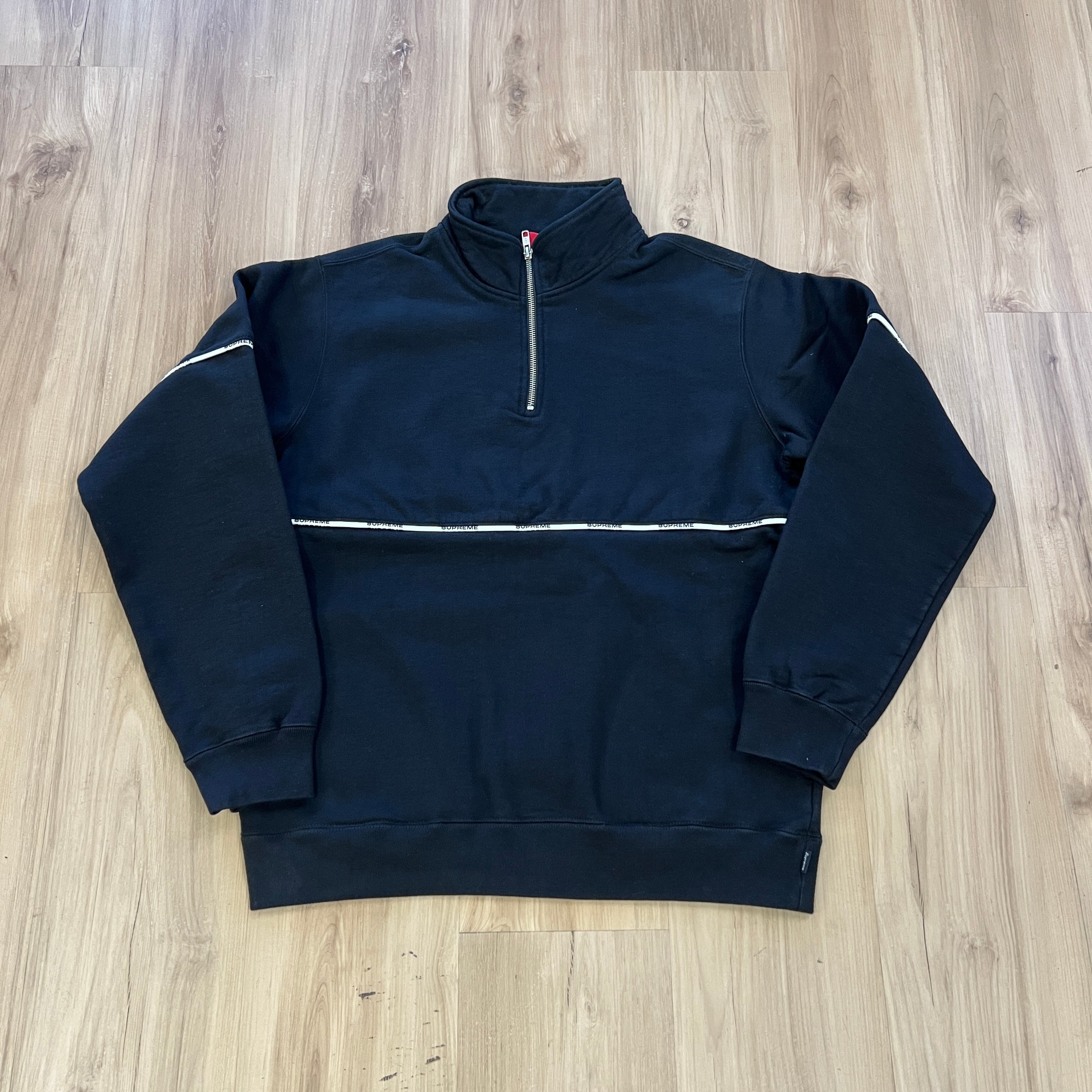 Supreme Logo Piping Half Zip Sweatshirt Black – Holy Ground