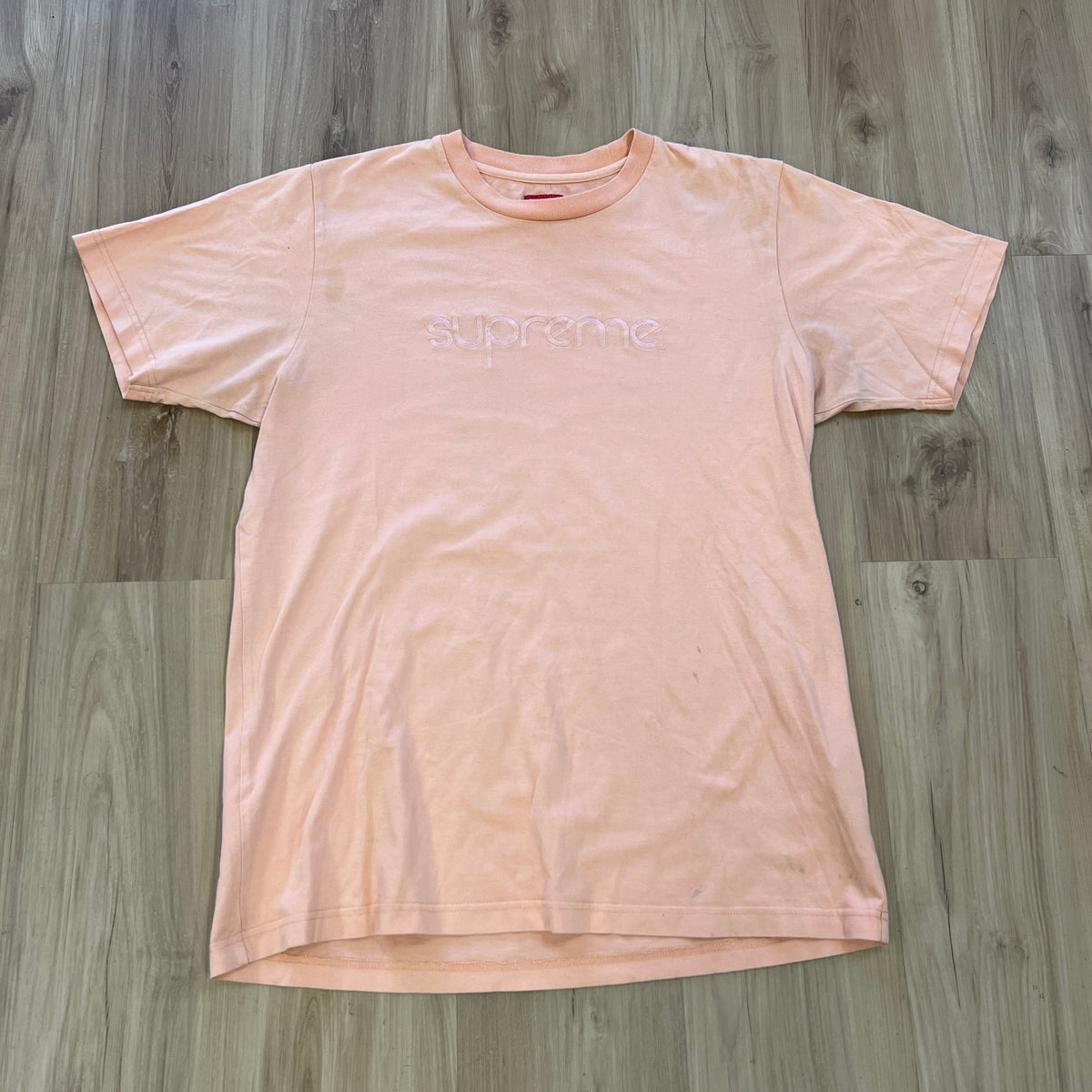 Supreme Tonal Embroidered Tee Peach