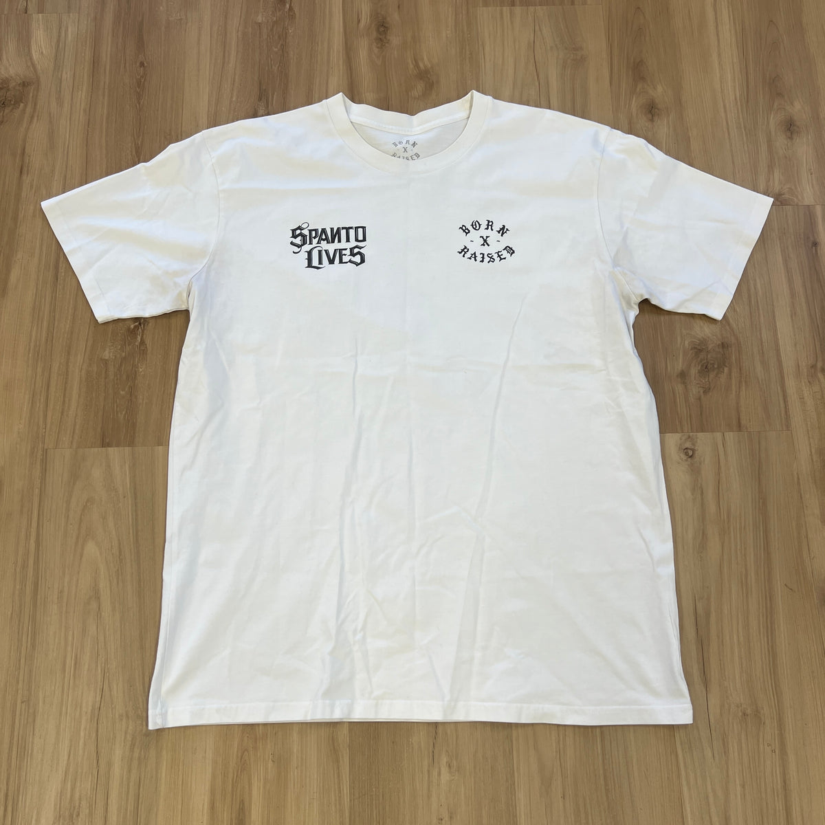Born X Raised x Mister Cartoon "Spanto Lives" White T Shirt