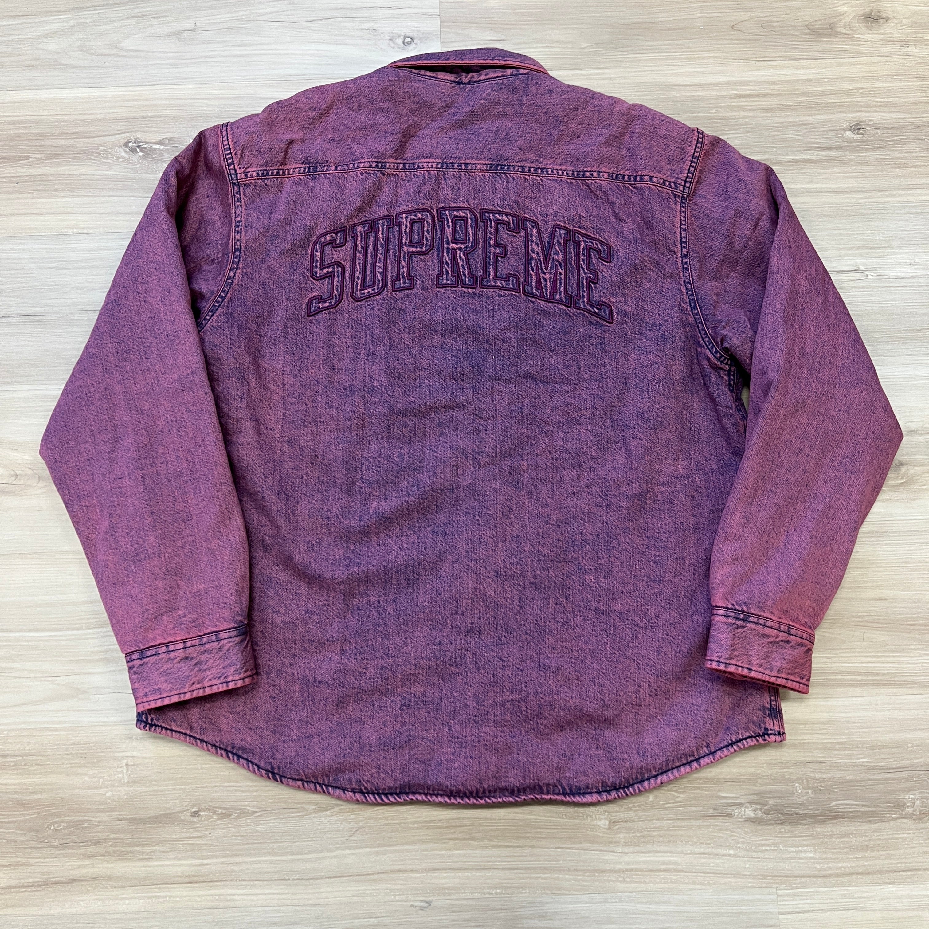 Supreme Shearling Lined Denim Work Shirt Overdyed Red – Holy Ground