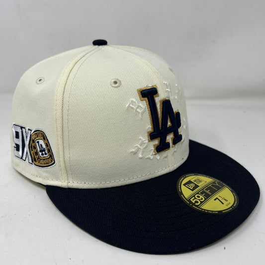 Men's Los Angeles Dodgers New Era x Born x Raised White/Black Nine-Time World Series Champions Chrome 59FIFTY Fitted Hat