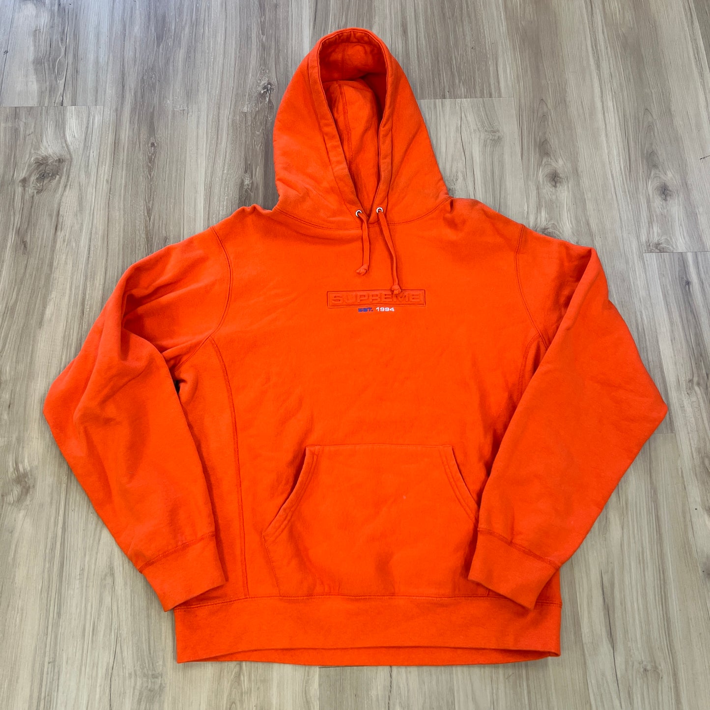 Supreme Embossed Logo Hooded Sweatshirt (SS18) Dark Orange