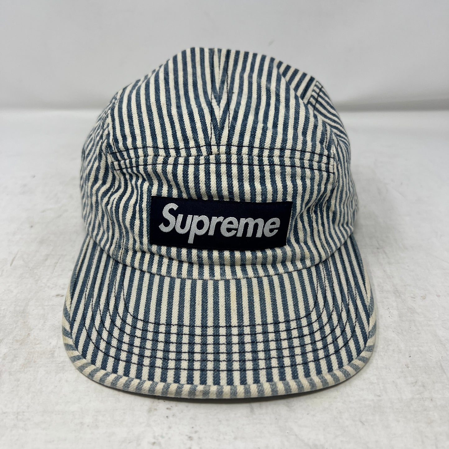 Supreme Denim Camp Cap Indigo Stripe