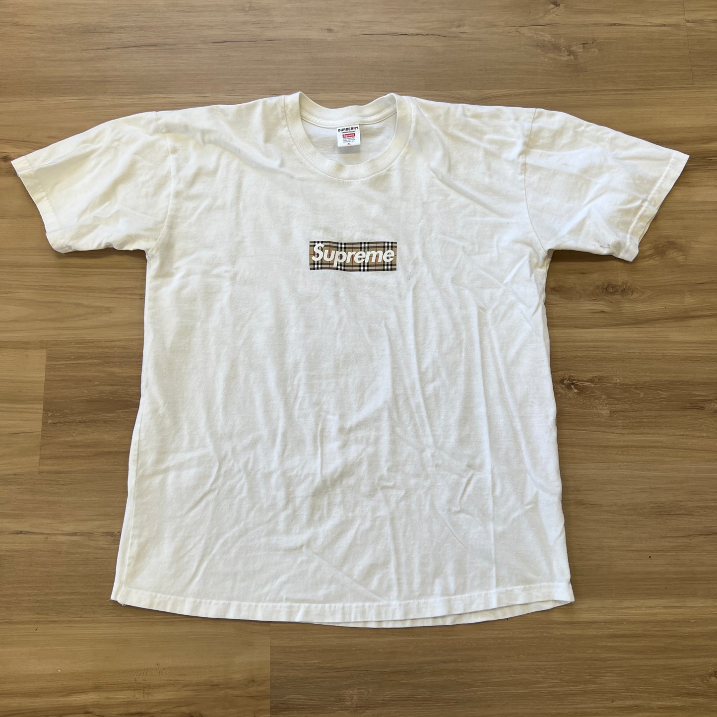 Supreme Burberry Box Logo Tee White
