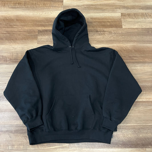 Supreme Satin Appliqué Hooded Sweatshirt Black