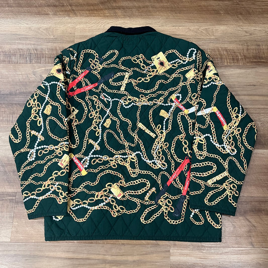 Supreme Chains Quilted Jacket Dark Green