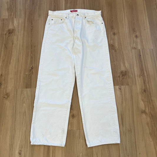 Supreme Distressed Loose Fit Selvedge Jeans White