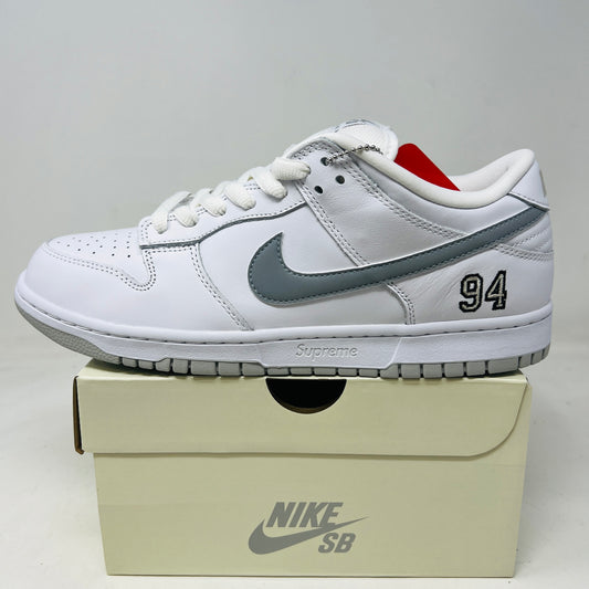 Nike SB Dunk Low Supreme 94 White Metallic Silver