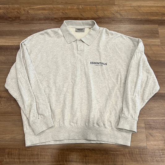 Fear of God Essentials Core Collection L/S Polo Dark Heather Oatmeal