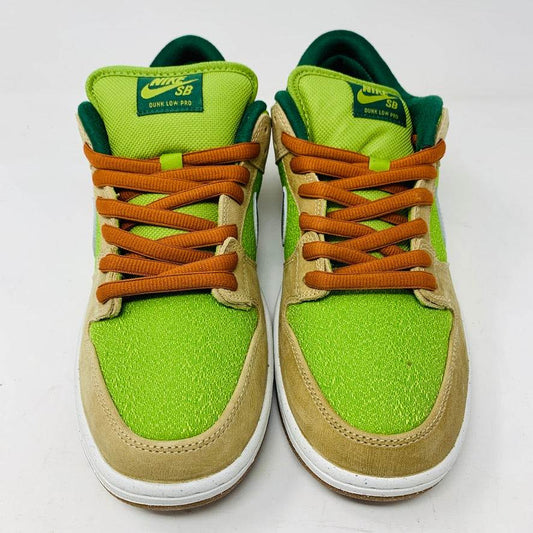 Nike SB Dunk Low Escargot sneakers, brand new, 2024 release, vibrant green and tan design.