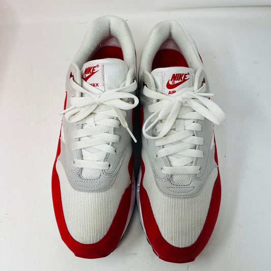 Nike Air Max 1 Anniversary Red sneakers in white and red, 2018 restock, 8.5/10 condition, on original box.