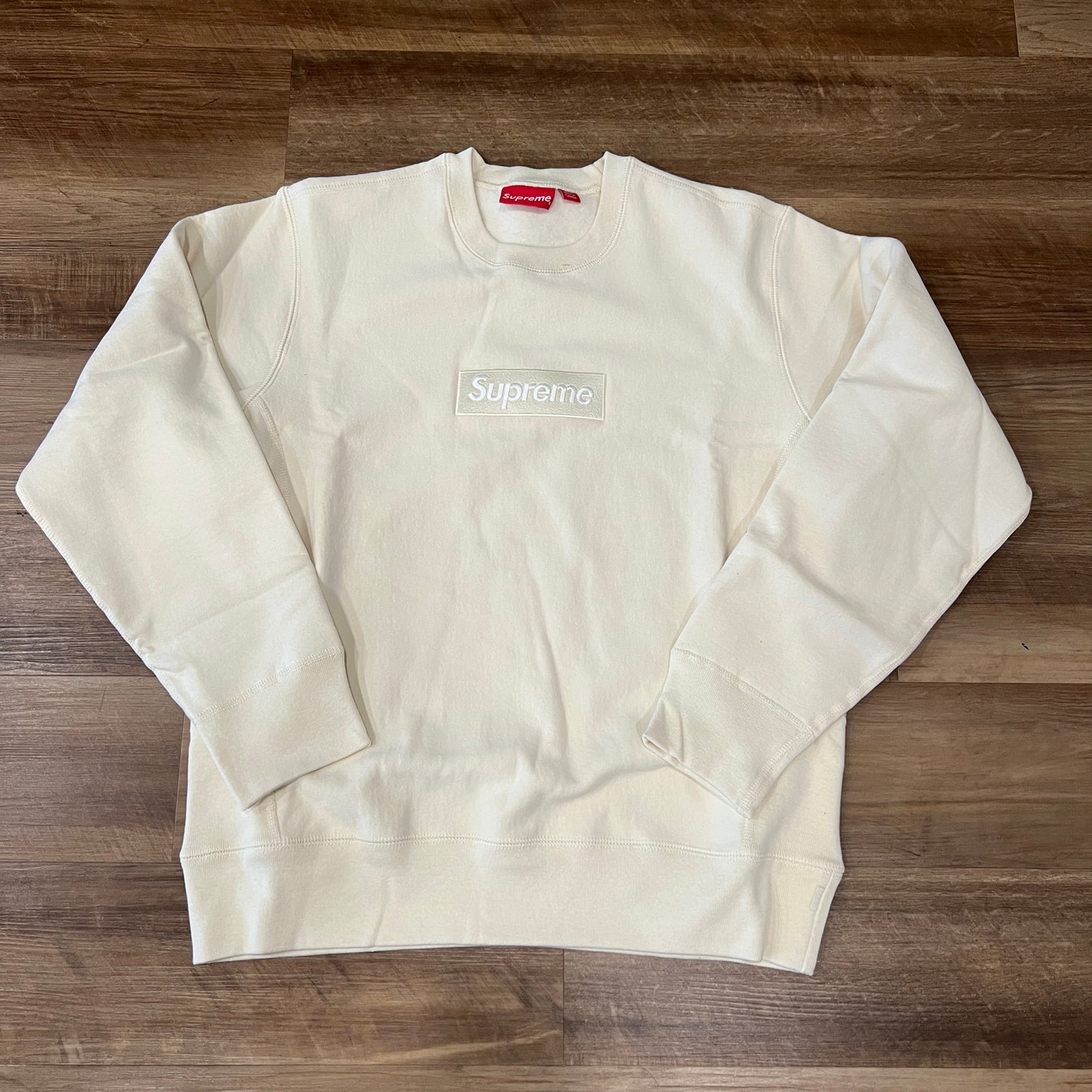 Supreme Box Logo Crewneck (FW18) Natural