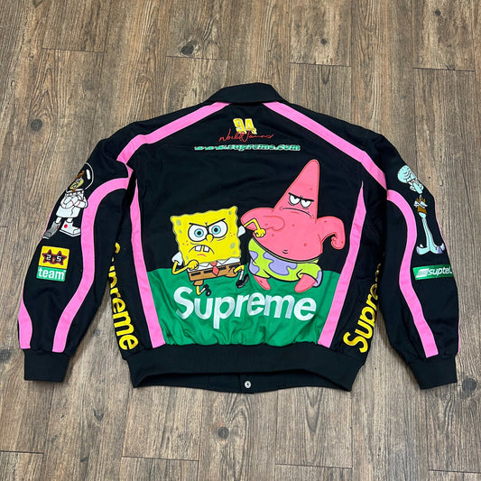 Supreme SpongeBob SquarePants Jeff Hamilton Racing Jacket Black