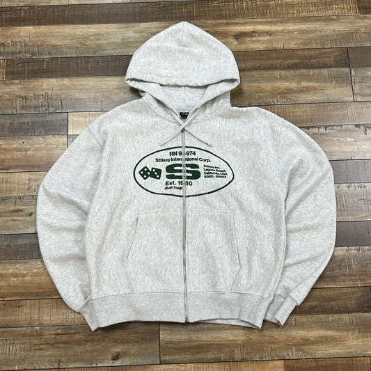 Stussy Oval Corp. Zip Hoodie 'Ash Heather'