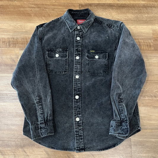 Supreme Washed Corduroy Long Sleeve Denim Shirt Black