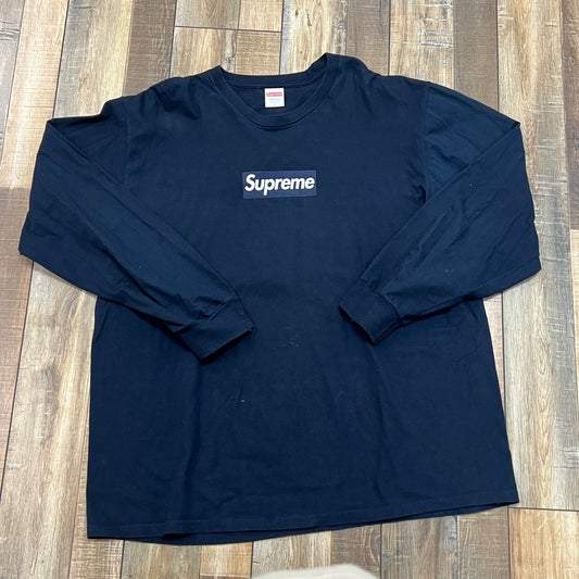 Supreme Box Logo Long-Sleeve Tee 'Navy'
