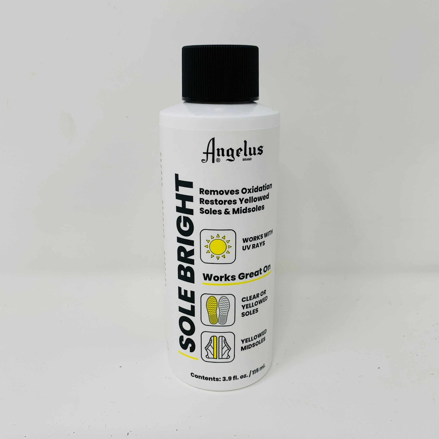 Angelus Sole Bright solution for restoring and brightening shoe soles.
