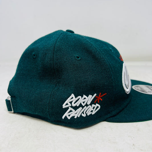 New Era Born x Raised Sign Green Wool Retro Crown 9FIFTY Adjustable
