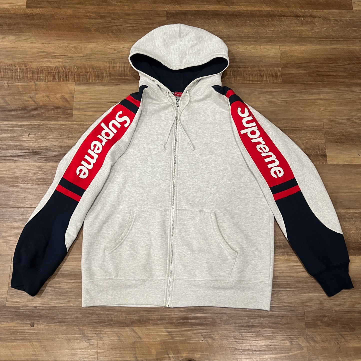 Supreme Hooded Track Zip Up Sweat Ash Grey