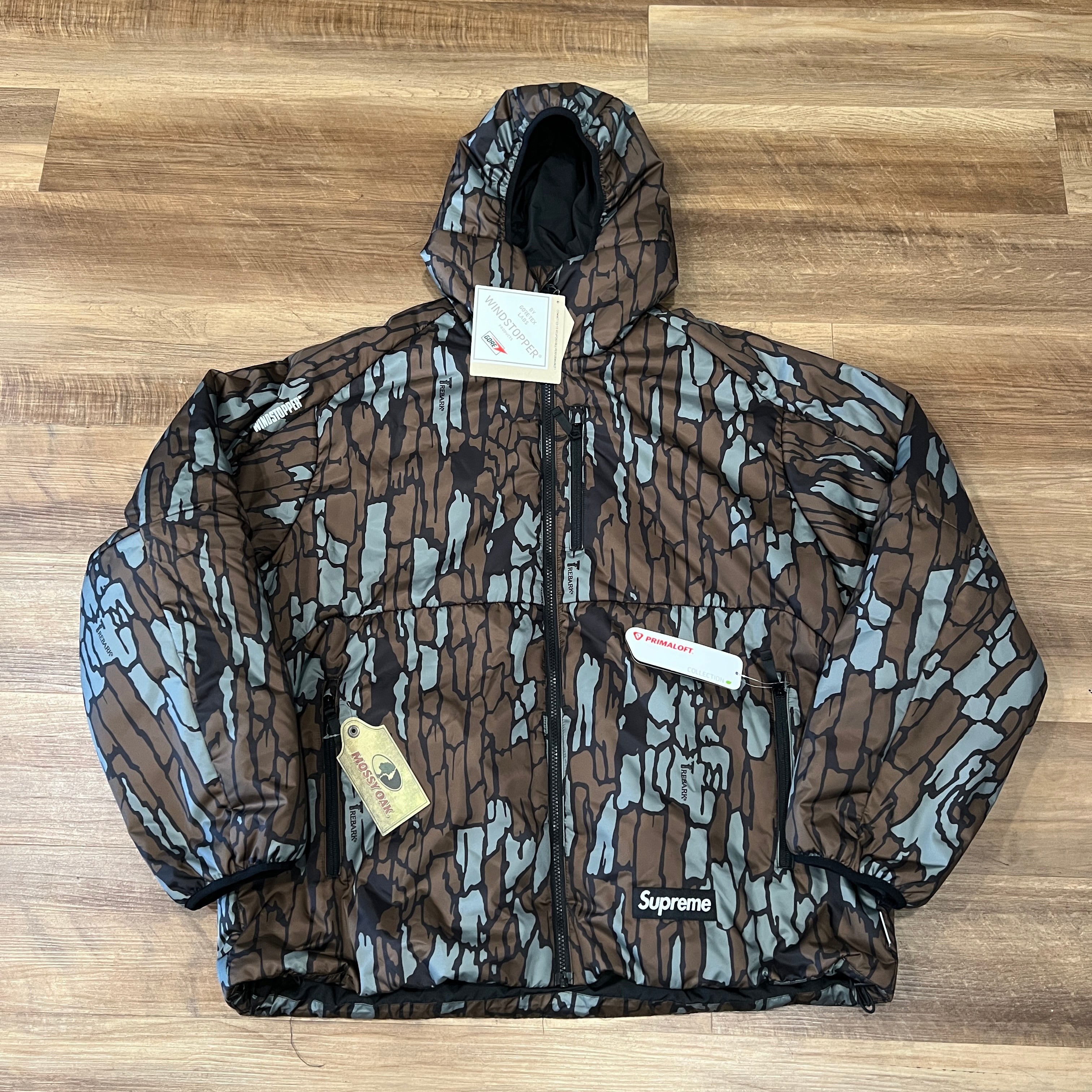 Supreme WINDSTOPPER Insulated Hooded Jacket Mossy Oak Trebark Camo 
