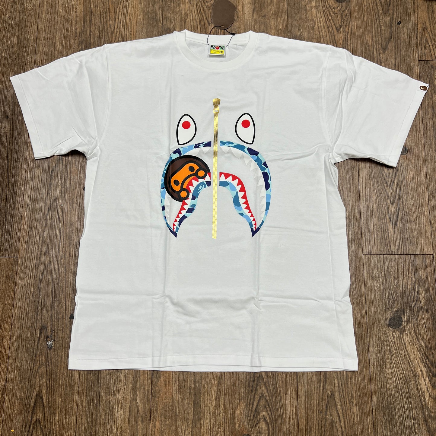 BAPE ABC Camo Milo Shark Tee White/Blue